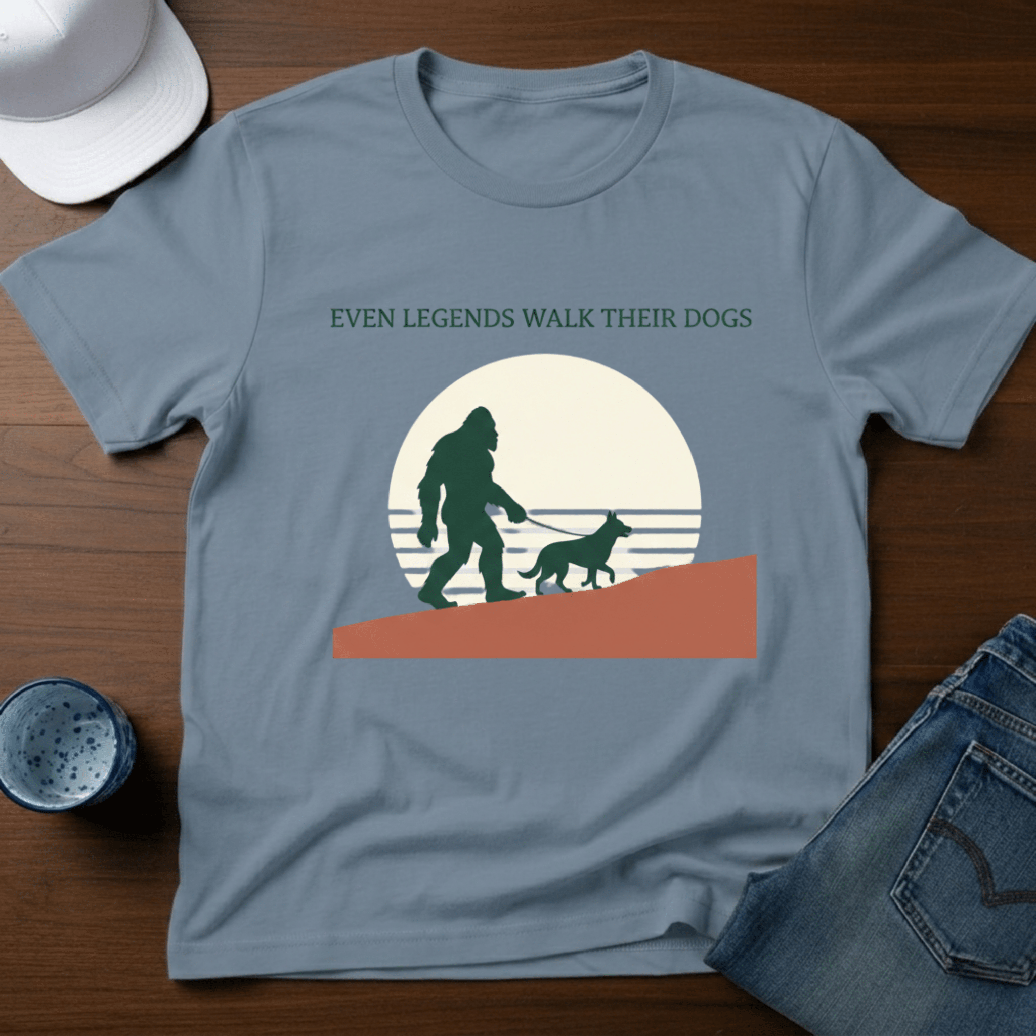 Even Legends Walk Their Dogs T-Shirt - Deadpan Outdoors Co.