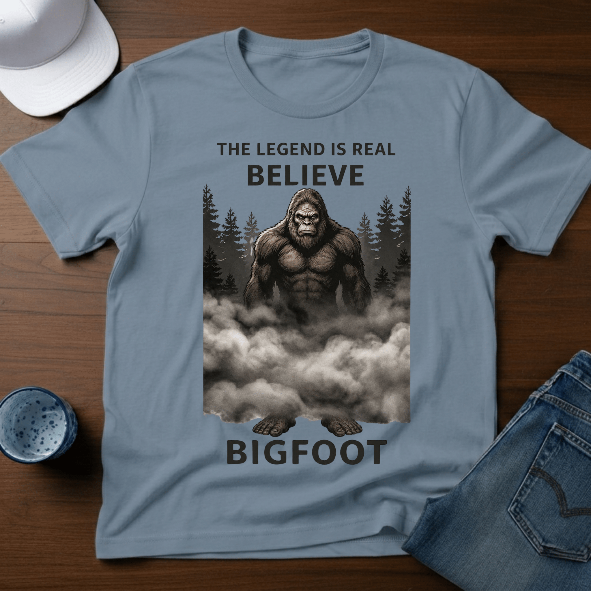 The Legend Is Real - Believe - Bigfoot T-Shirt - Outdoor Bigfoot Tee - Deadpan Outdoors Co.