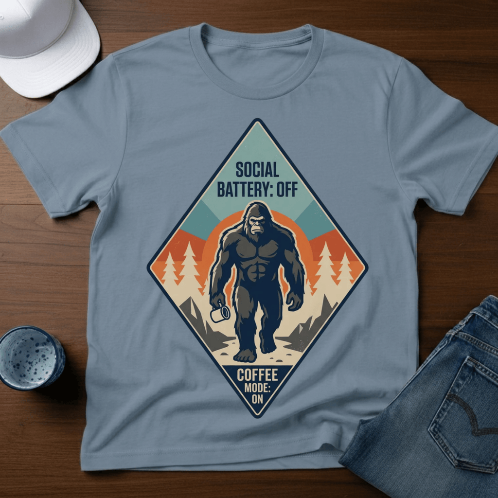 Social Battery: OFF Coffee Mode: ON T-Shirt - Deadpan Outdoors Co.