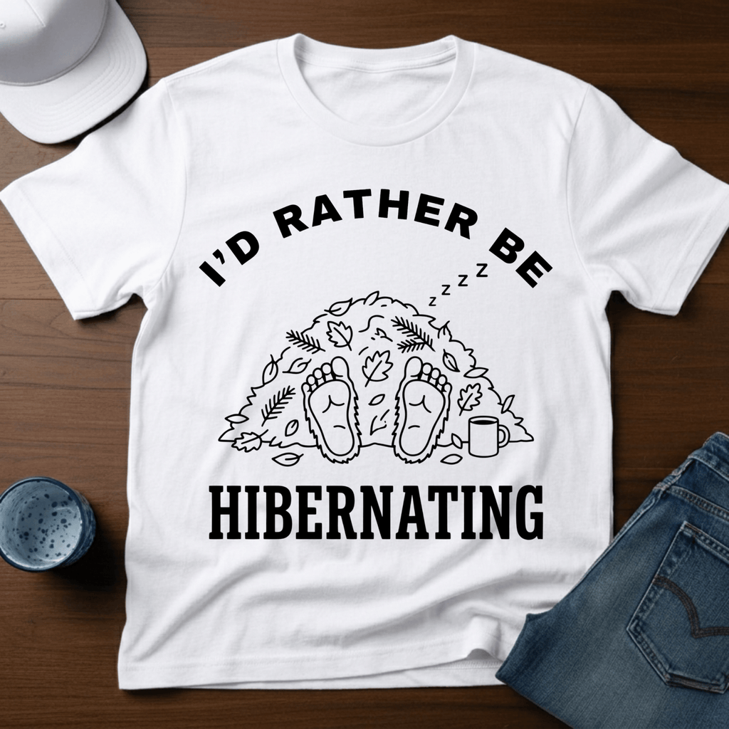 I'D Rather Be Hibernating - Funny Bigfoot Coffee Tee - T-Shirt - Deadpan Outdoors Co.