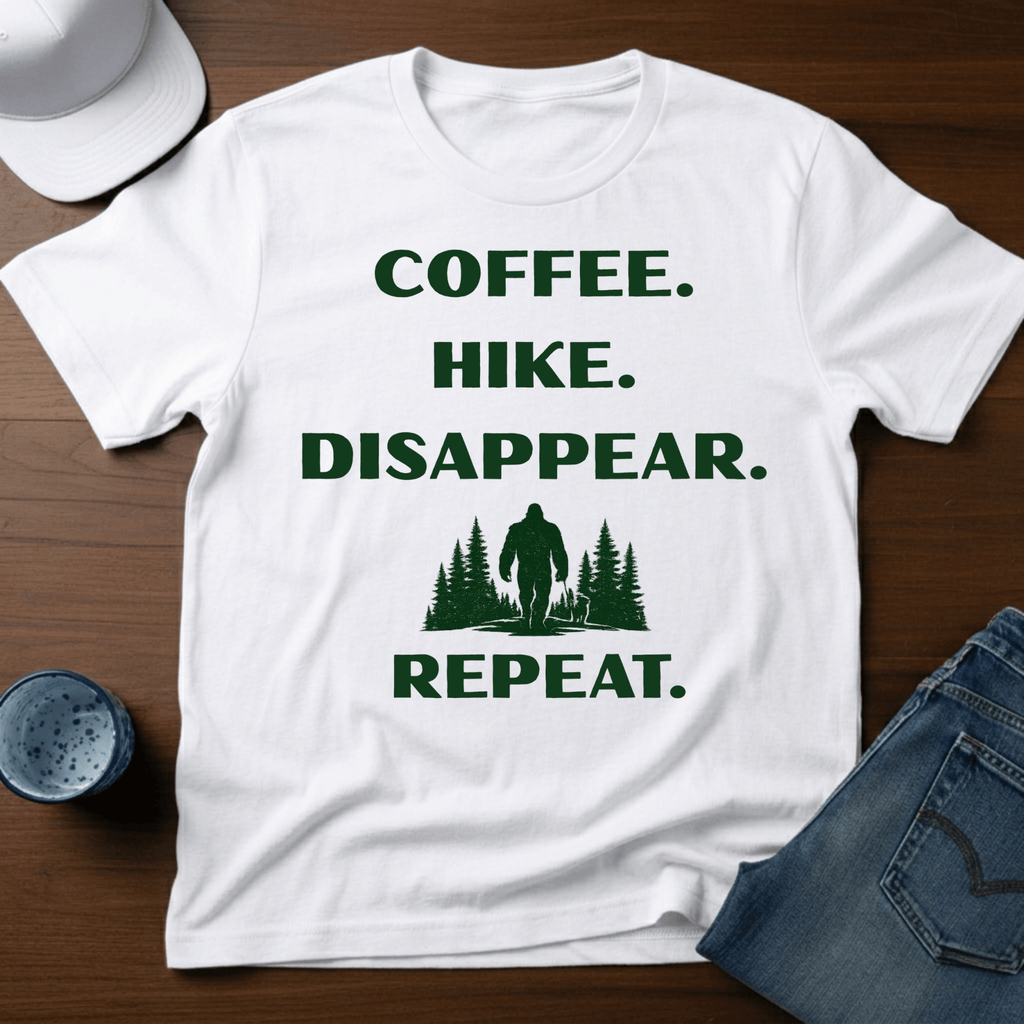 Coffee. Hike. Disappear. Repeat. T-Shirt - Deadpan Outdoors Co.