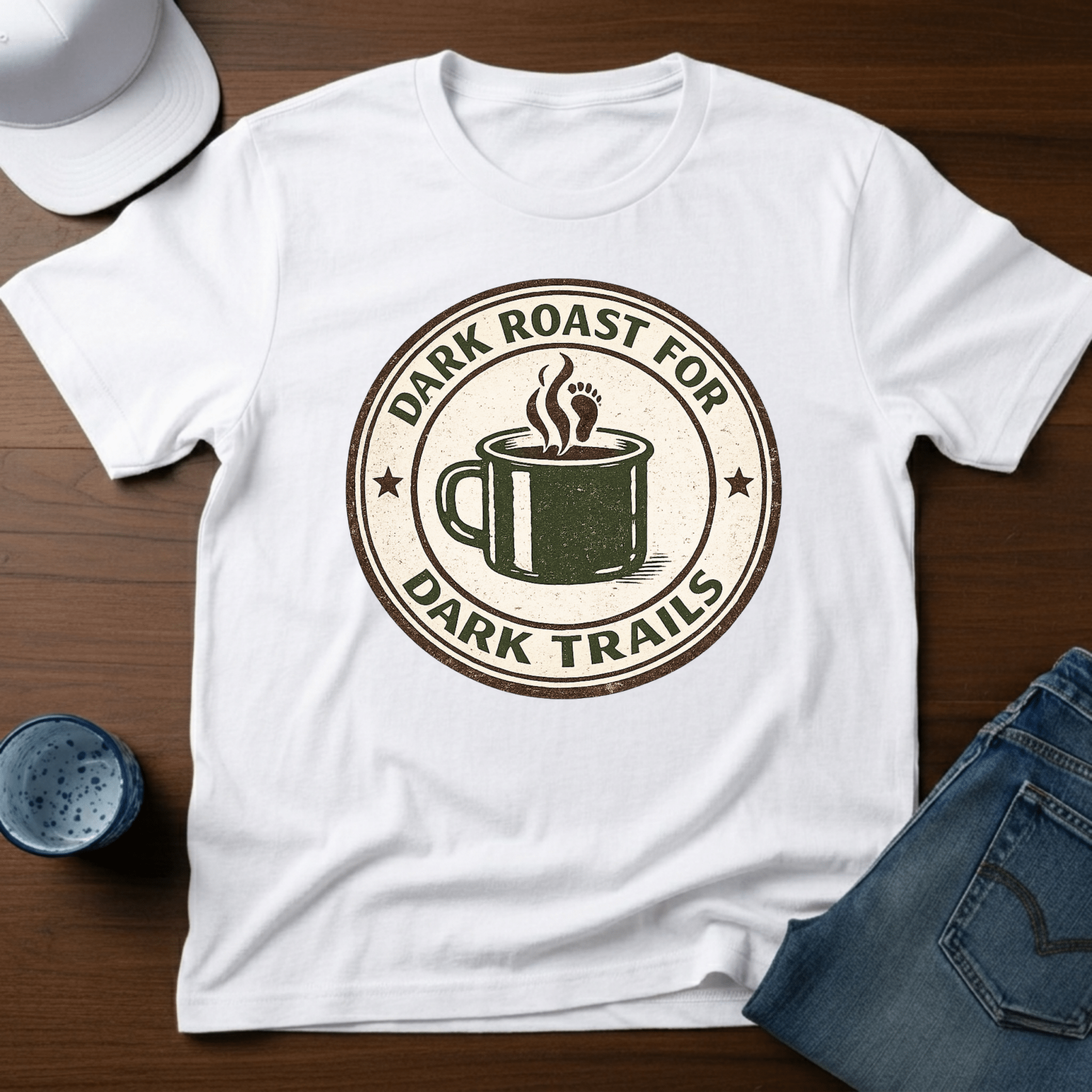 Dark Roast For Dark Trails T-Shirt - Deadpan Outdoors Co.