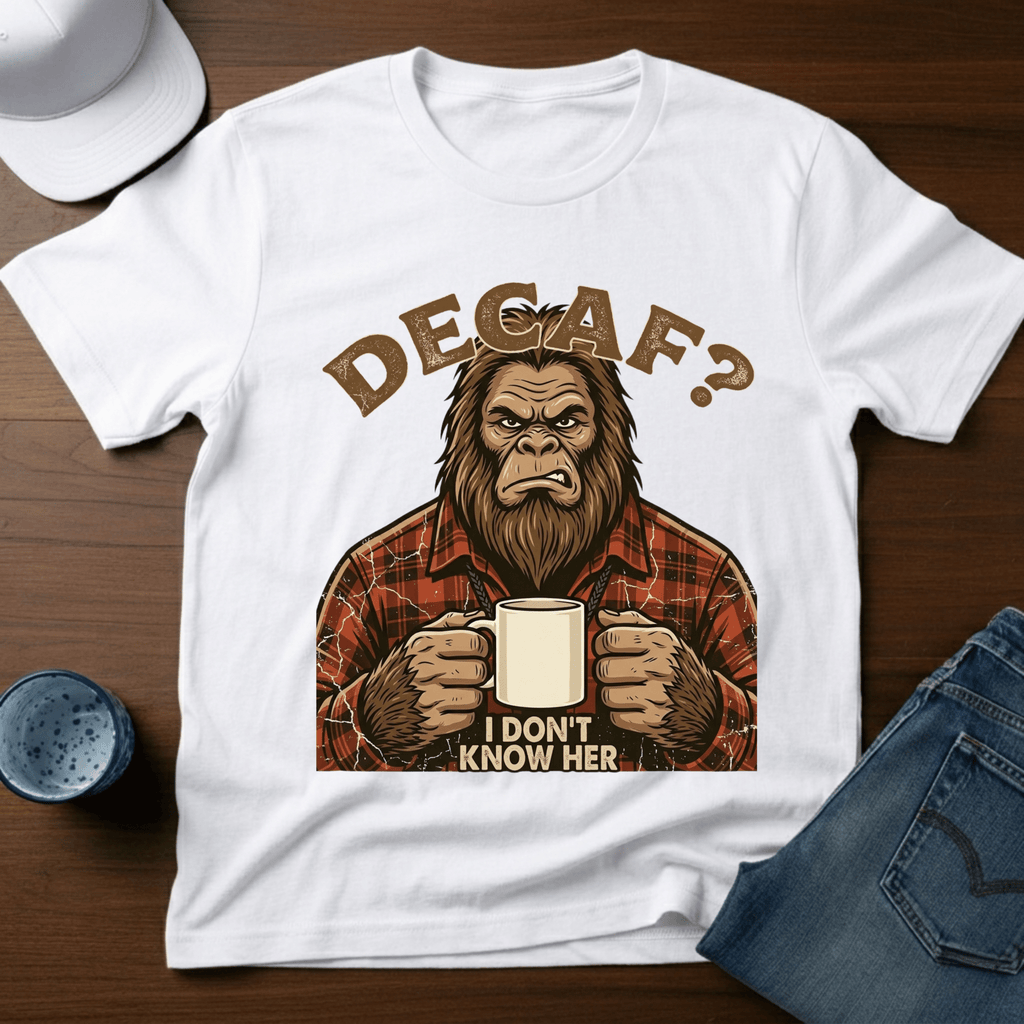 Decaf? I Don't Know Her T-Shirt - Deadpan Outdoors Co.