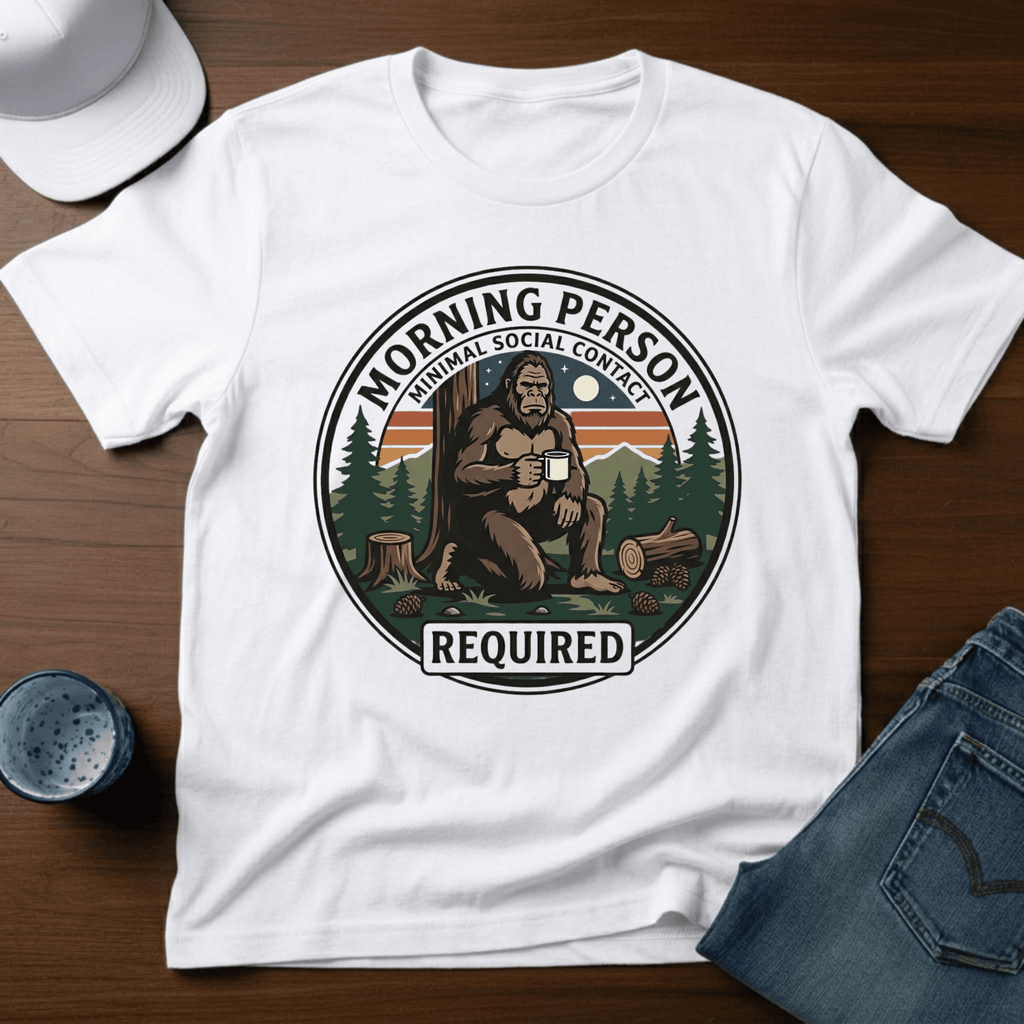 Morning Person Minimal Social Contact Required T-Shirt - Deadpan Outdoors Co.