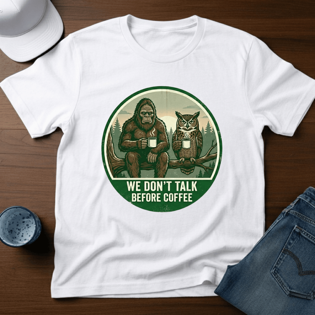 We Don't Talk Before Coffee T-Shirt - Deadpan Outdoors Co.