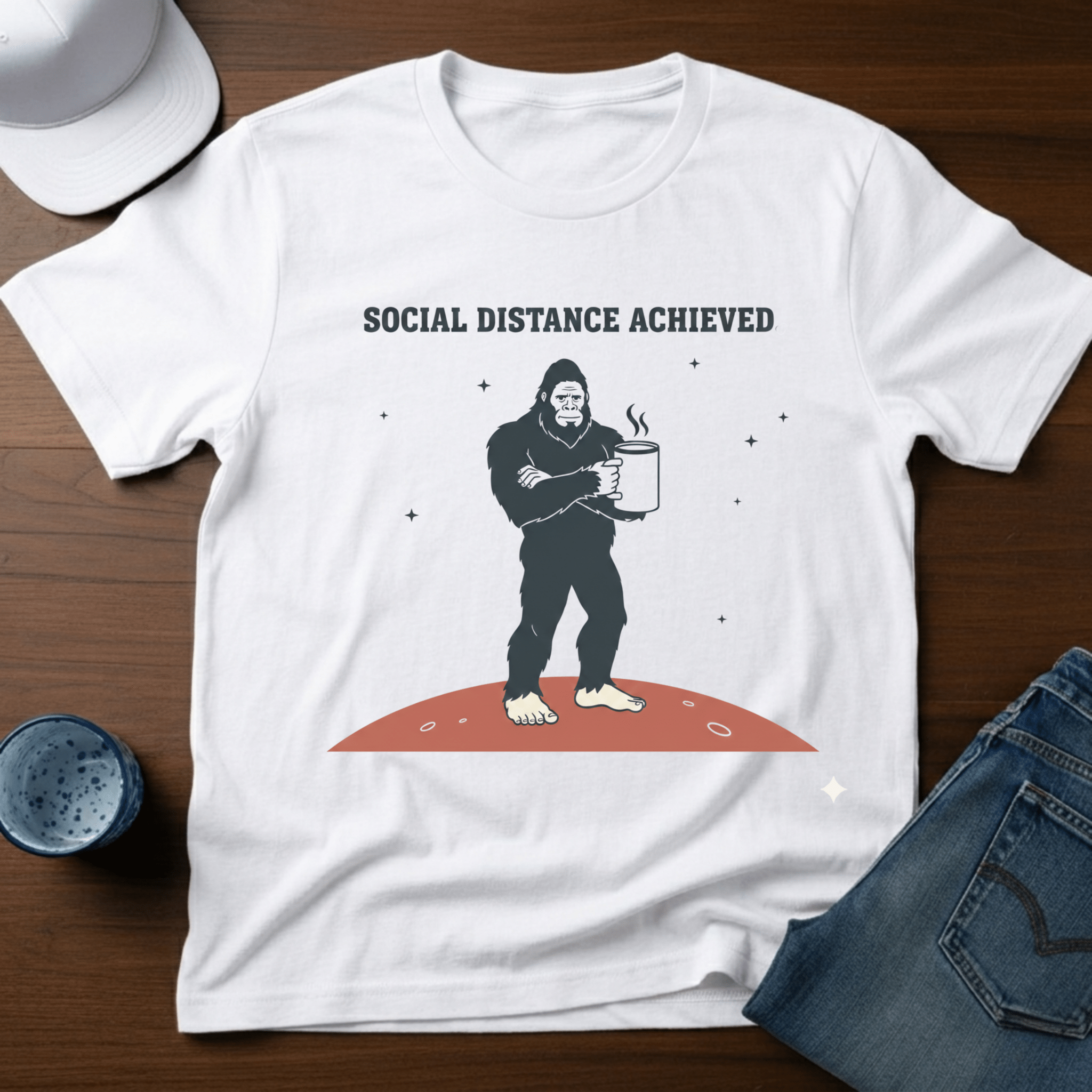 Social Distance Achieved T-Shirt - Deadpan Outdoors Co.