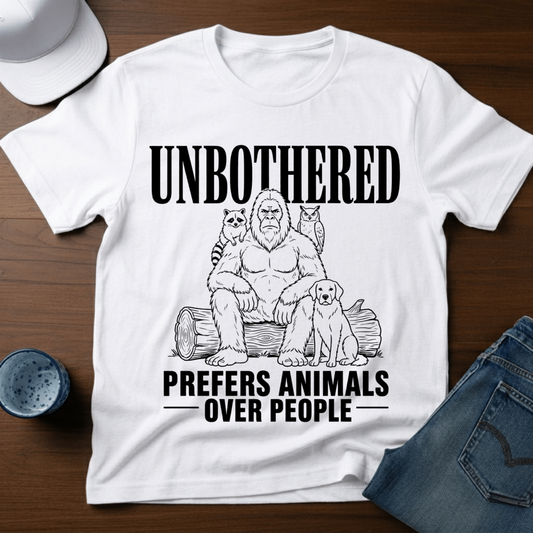 Unbothered - Prefers Animals Over People T-Shirt - Deadpan Outdoors Co.