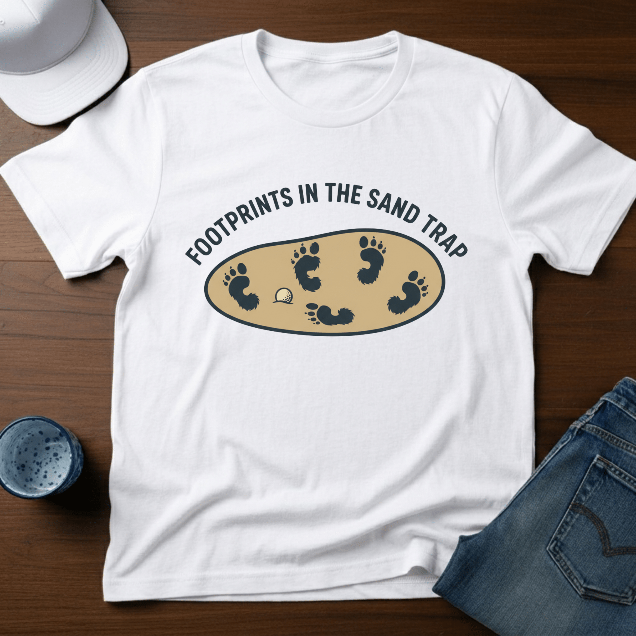 Footprints In The Sandtrap T-Shirt - Deadpan Outdoors Co.