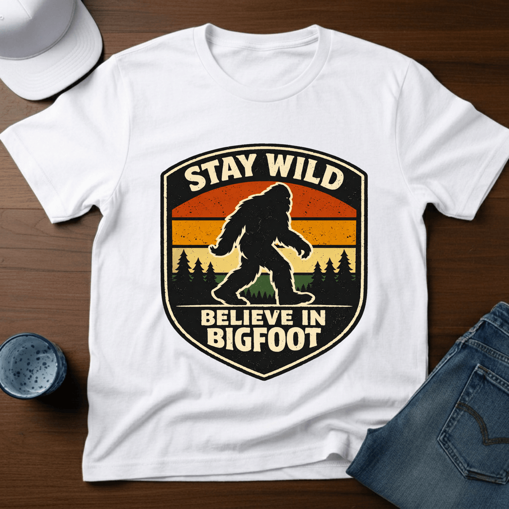 Stay Wild Believe In Bigfoot T-Shirt - Deadpan Outdoors Co.