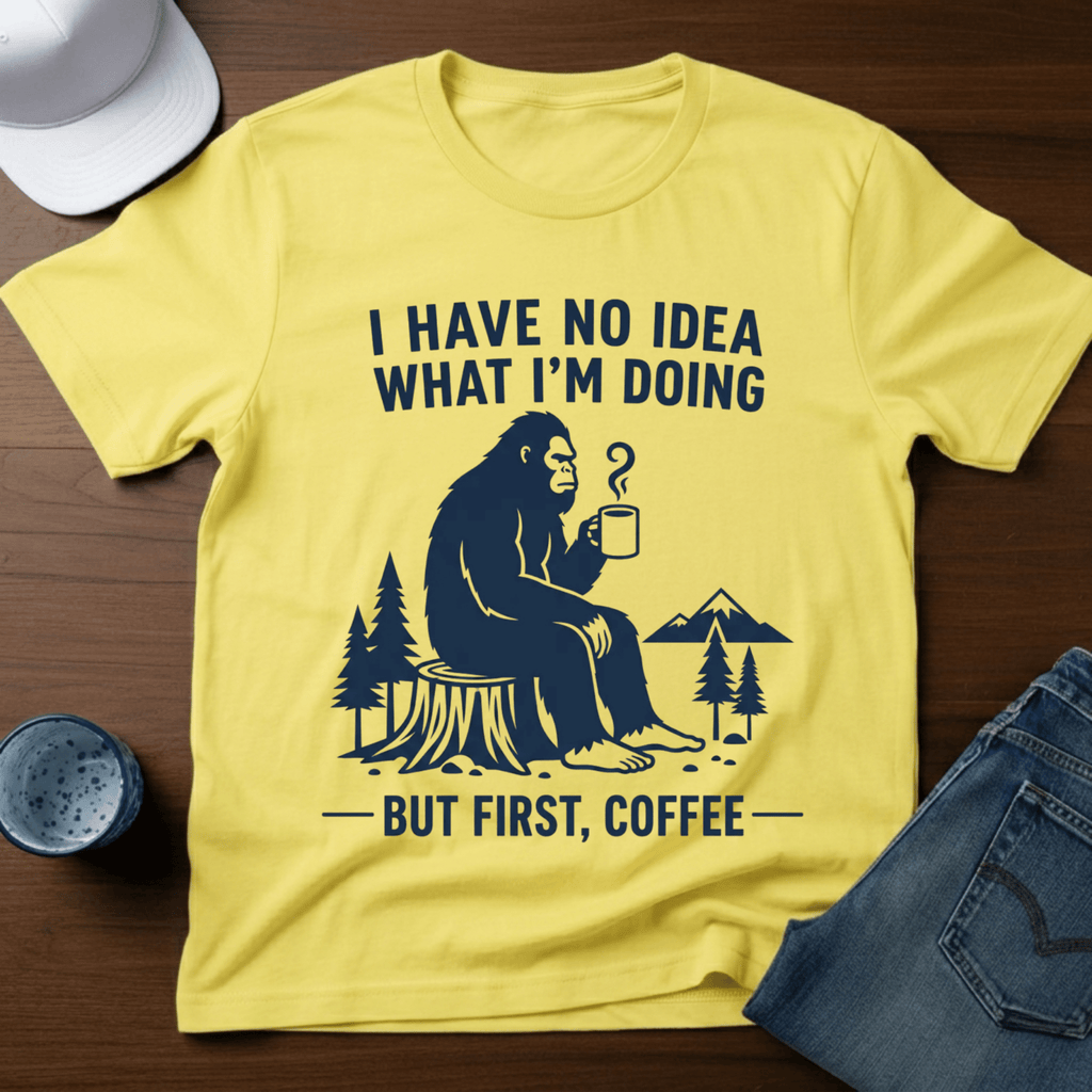 I Have No Idea What I'm Doing - But First, Coffee T-Shirt - Deadpan Outdoors Co.