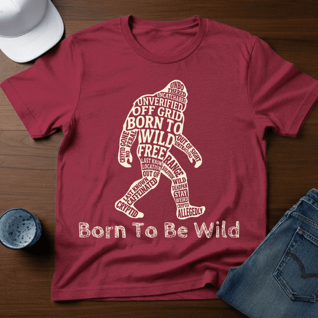 Born To Be Wild - Bigfoot T-Shirt - Deadpan Outdoors Co.