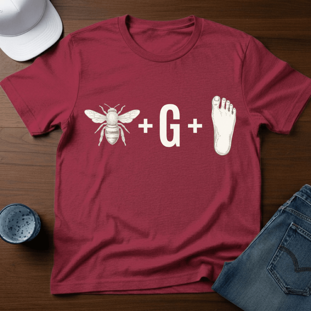 Bee + G + Foot - Bigfoot Rebus Puzzle T-Shirt - Deadpan Outdoors Co.