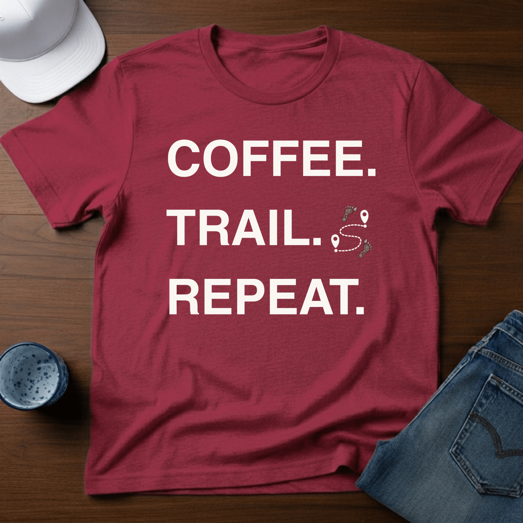 Coffee. Trail. Repeat. T-Shirt - Deadpan Outdoors Co.
