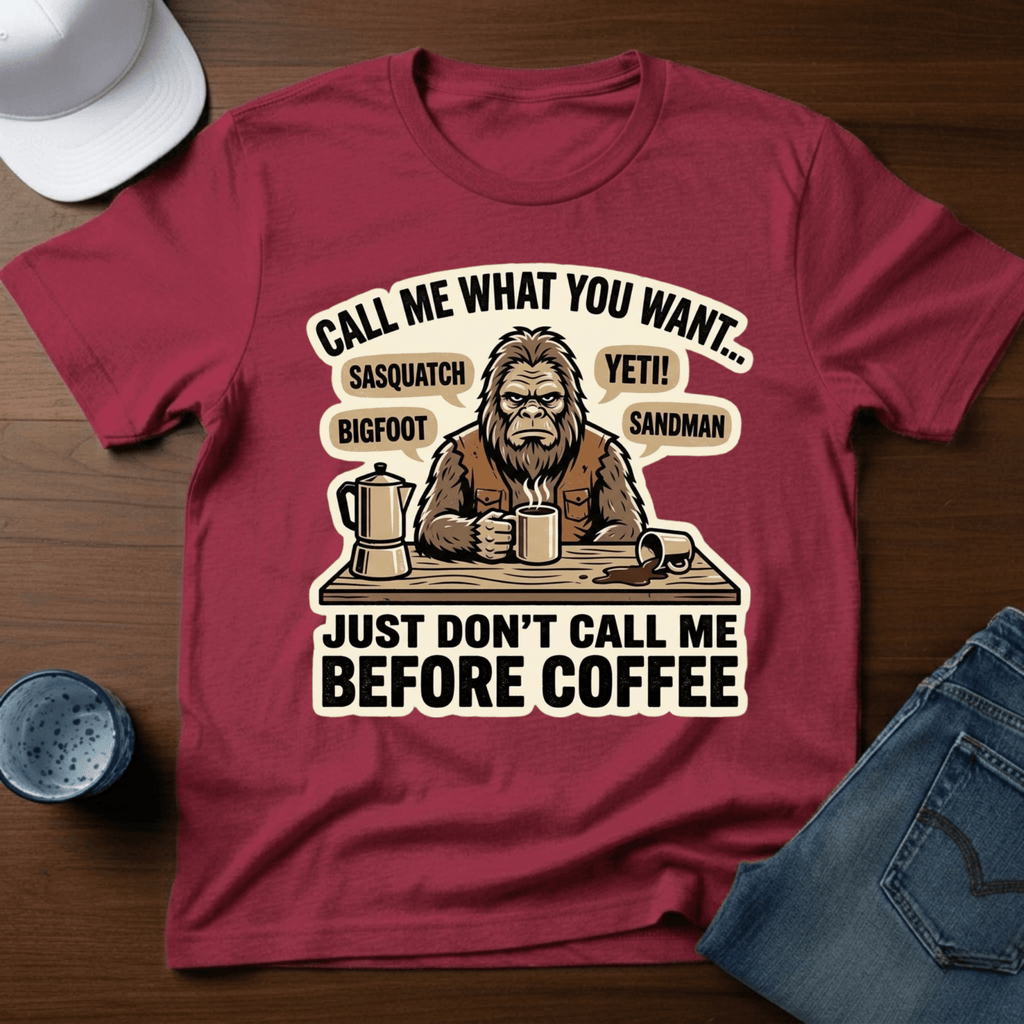Call Me What You Want...Just Don't Call Me Before Coffee T-Shirt - Deadpan Outdoors Co.