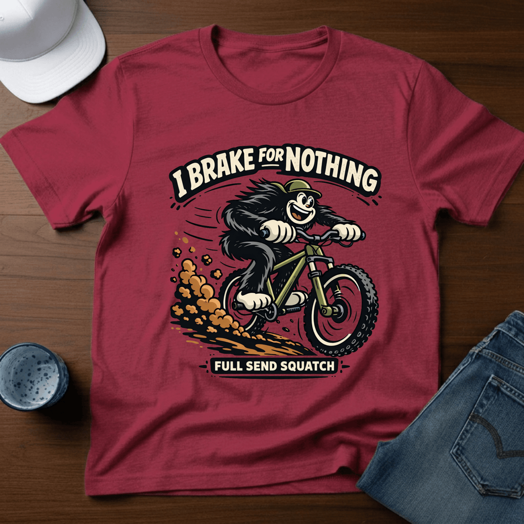 I Brake For Nothing Full Send Squatch T-Shirt - Deadpan Outdoors Co.