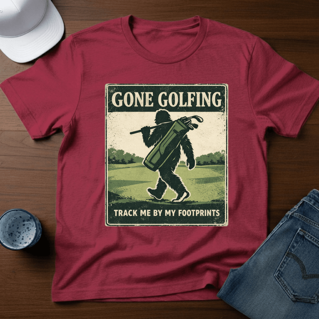 Gone Golfing Track Me By My Footprints T-Shirt - Deadpan Outdoors Co.