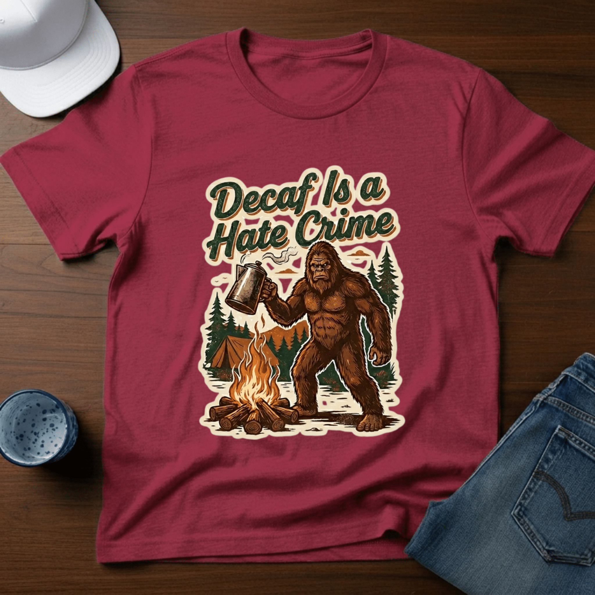 Decaf Is A Hate Crime With Coffee Pot T-Shirt - Deadpan Outdoors Co.