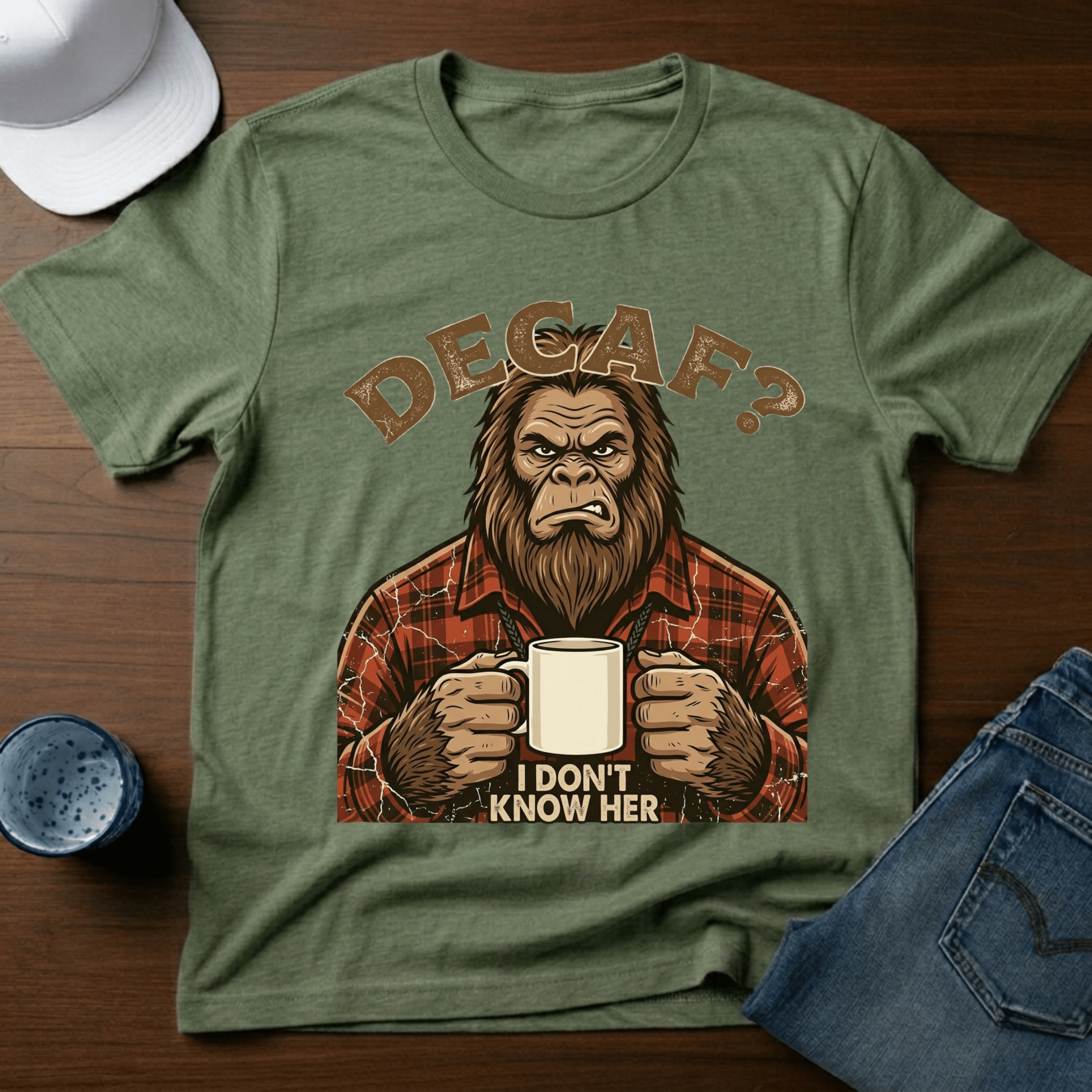 Decaf? I Don't Know Her T-Shirt - Deadpan Outdoors Co.