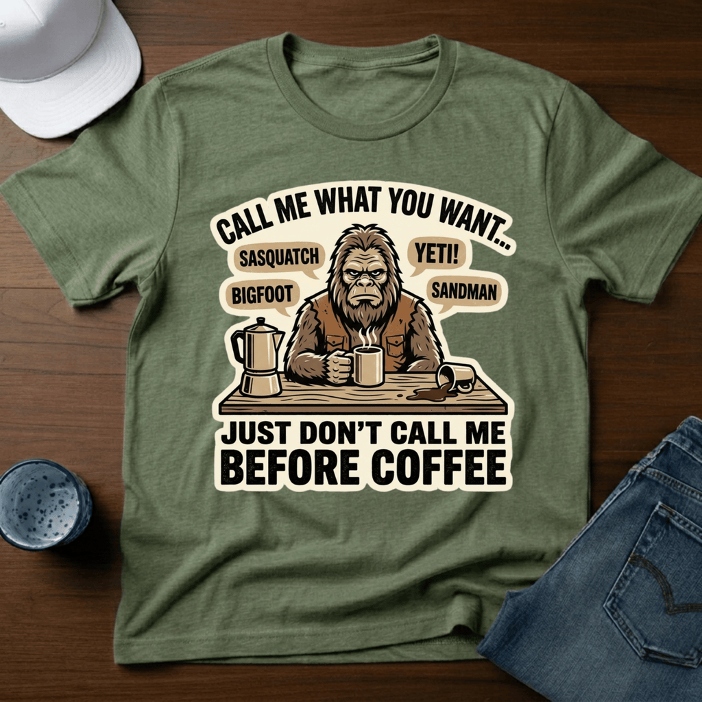 Call Me What You Want...Just Don't Call Me Before Coffee T-Shirt - Deadpan Outdoors Co.