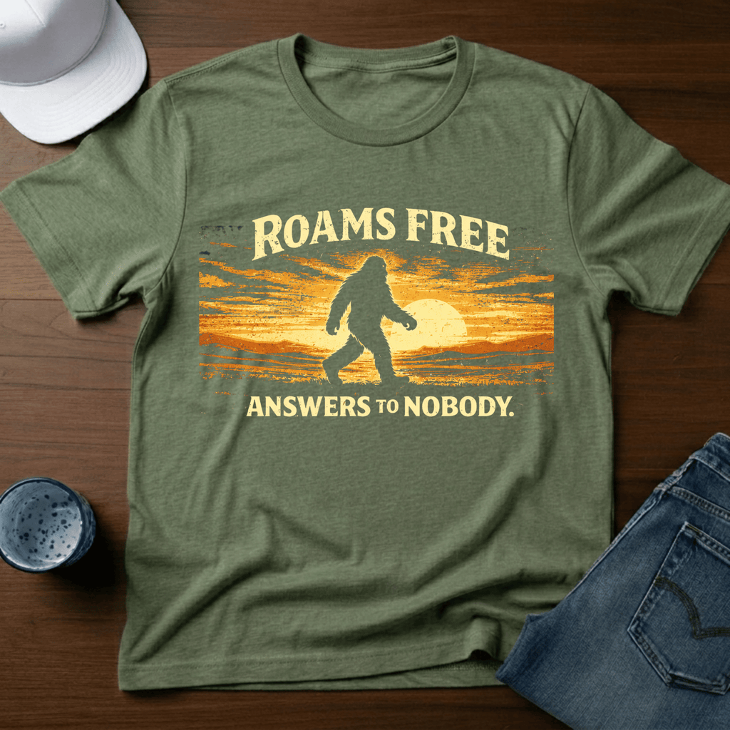Roams Free - Answers To Nobody. T-Shirt - Deadpan Outdoors Co.