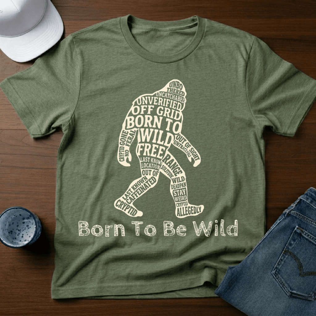 Born To Be Wild - Bigfoot T-Shirt - Deadpan Outdoors Co.