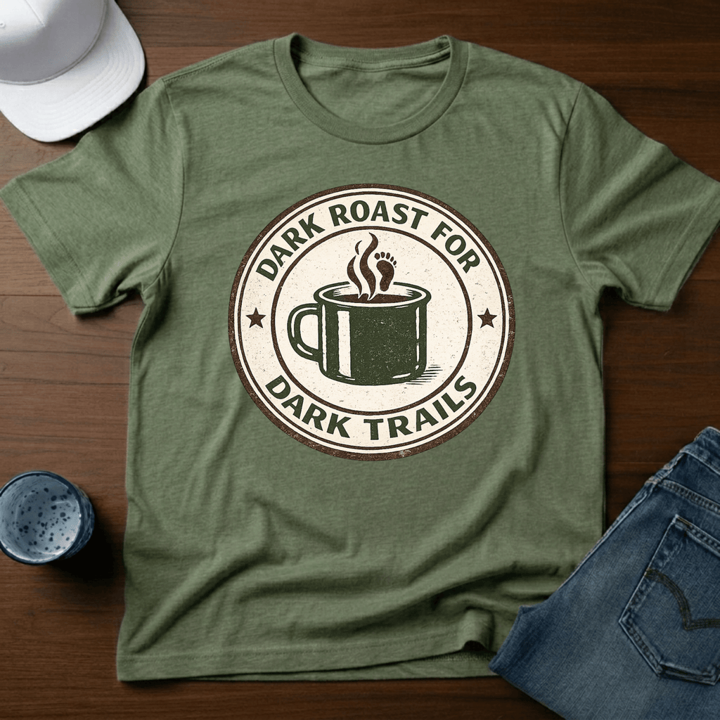 Dark Roast For Dark Trails T-Shirt - Deadpan Outdoors Co.
