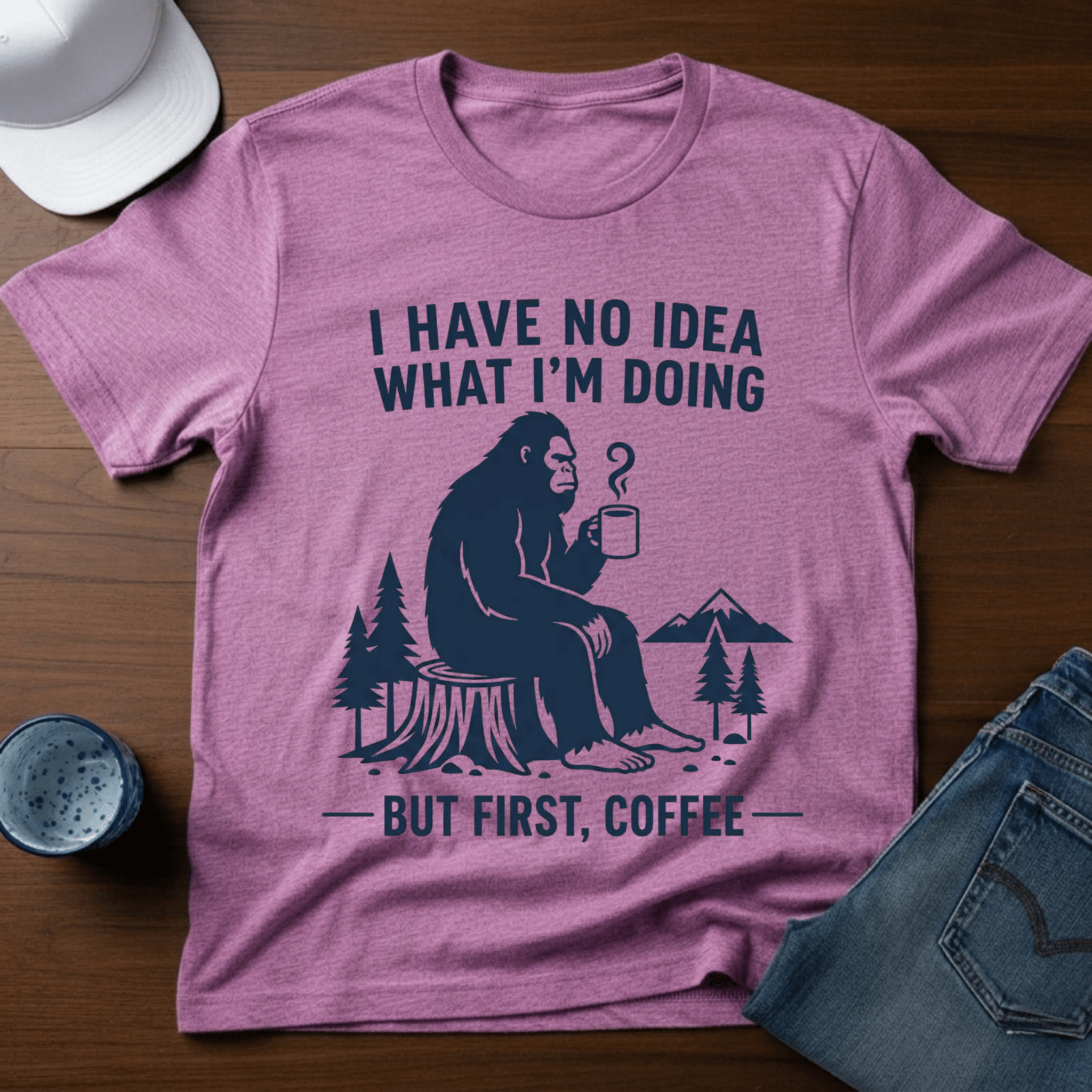 I Have No Idea What I'm Doing - But First, Coffee T-Shirt - Deadpan Outdoors Co.