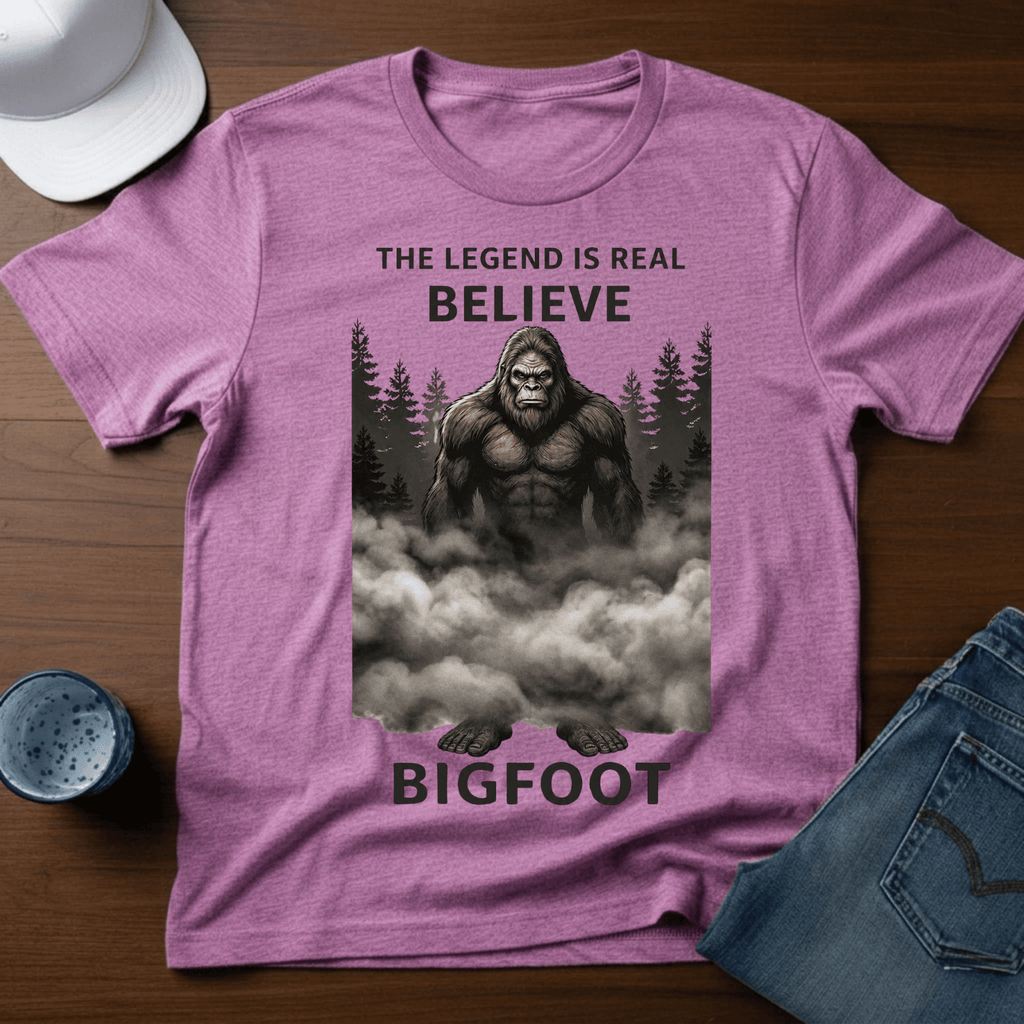 The Legend Is Real - Believe - Bigfoot T-Shirt - Outdoor Bigfoot Tee - Deadpan Outdoors Co.