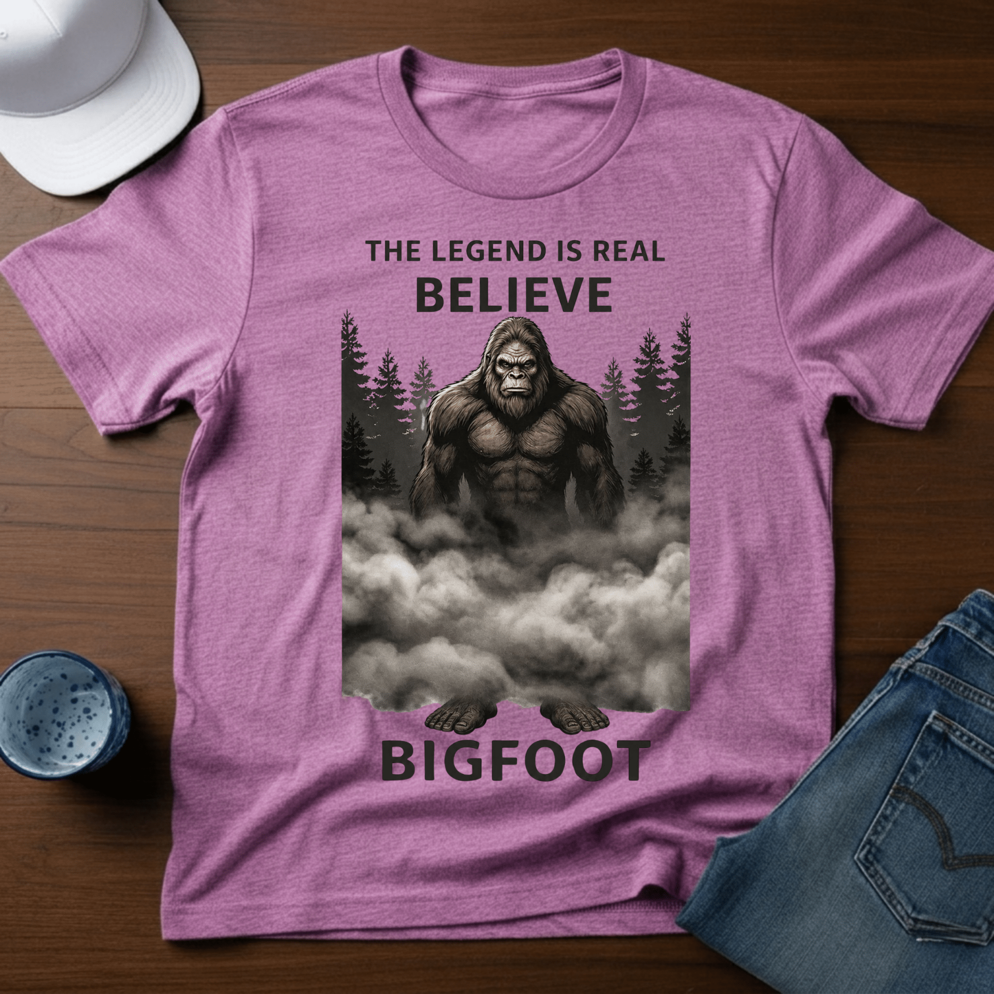 The Legend Is Real - Believe - Bigfoot T-Shirt - Outdoor Bigfoot Tee - Deadpan Outdoors Co.