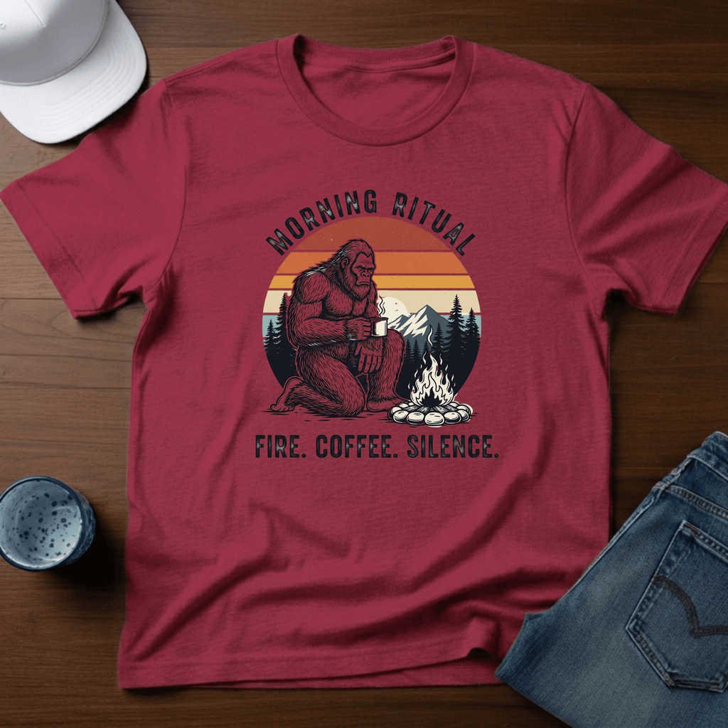 Morning Ritual Fire. Coffee. Silence. T-Shirt - Deadpan Outdoors Co.