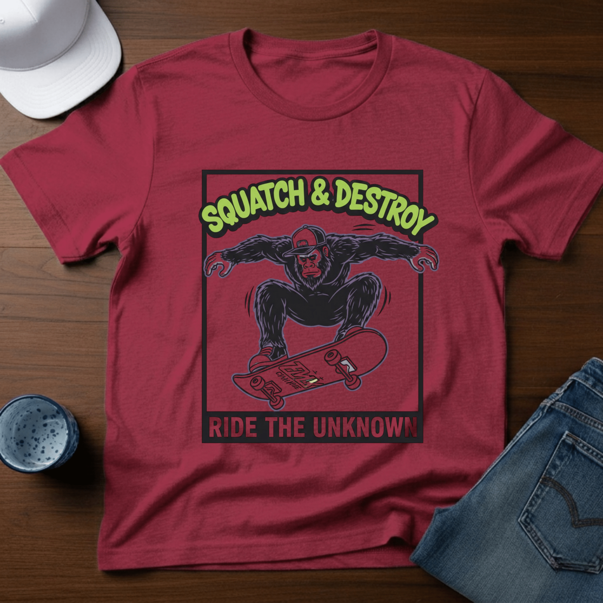 Squatch & Destroy Ride The Unknown T-Shirt - Deadpan Outdoors Co.