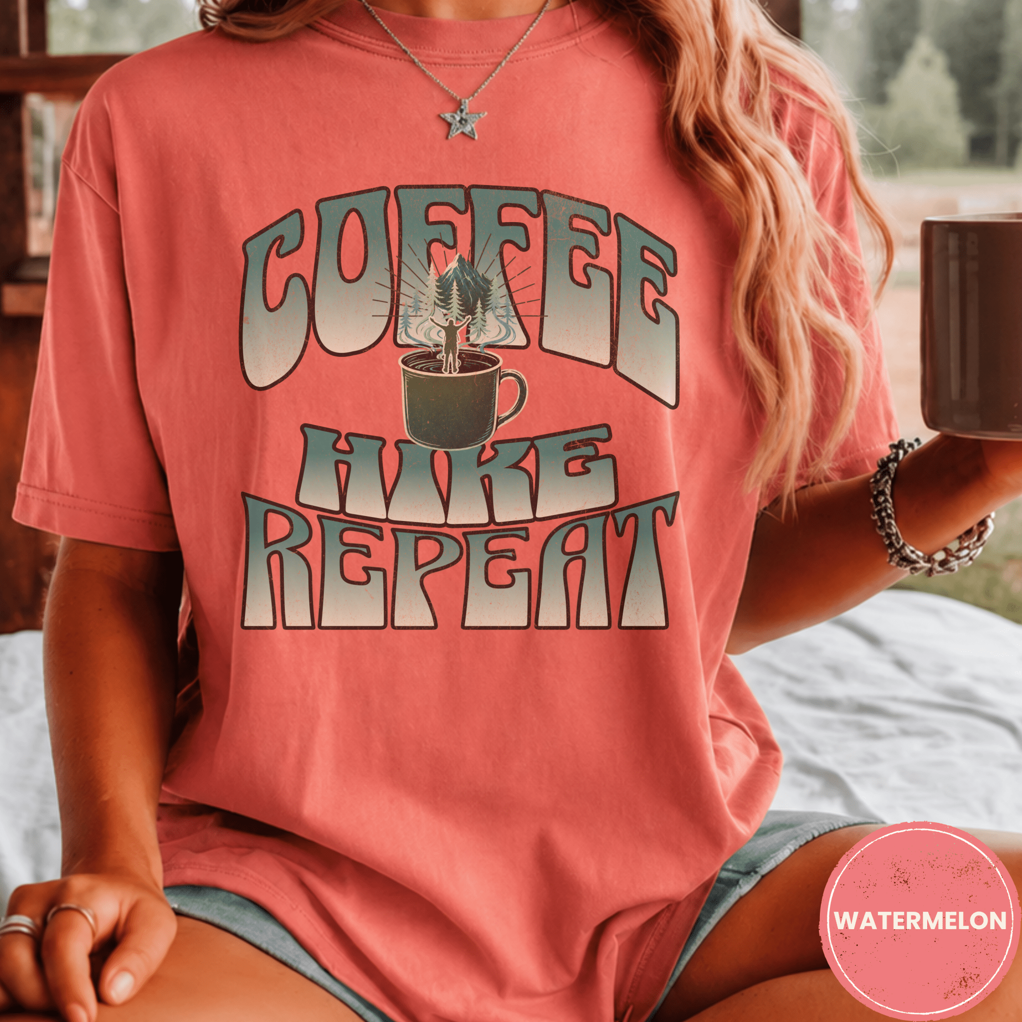 Comfort Colors® Coffee, Hike, Repeat Tee - Deadpan Outdoors Co.