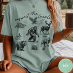 Respect The Locals Bigfoot Shirt, Funny Sasquatch Forest Tee, Woodland Animal Nature Lover Gift, Hiking Shirt, PNW Outdoors Tee