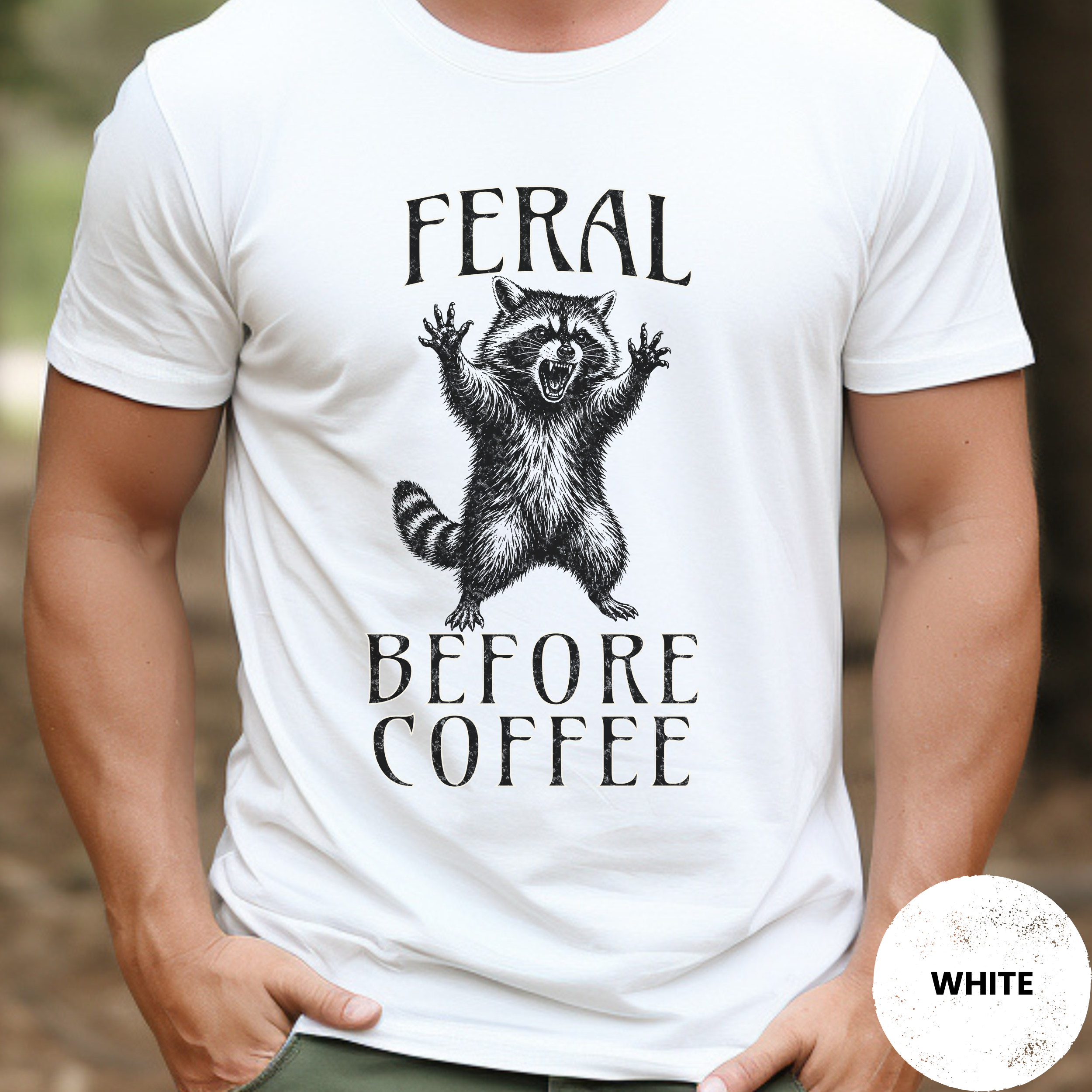 Funny Raccoon Coffee Shirt, Feral Until Coffee Tee, Trash Panda Gift, Sarcastic Coffee Lover Gift for Her, Chaotic Morning Shirt