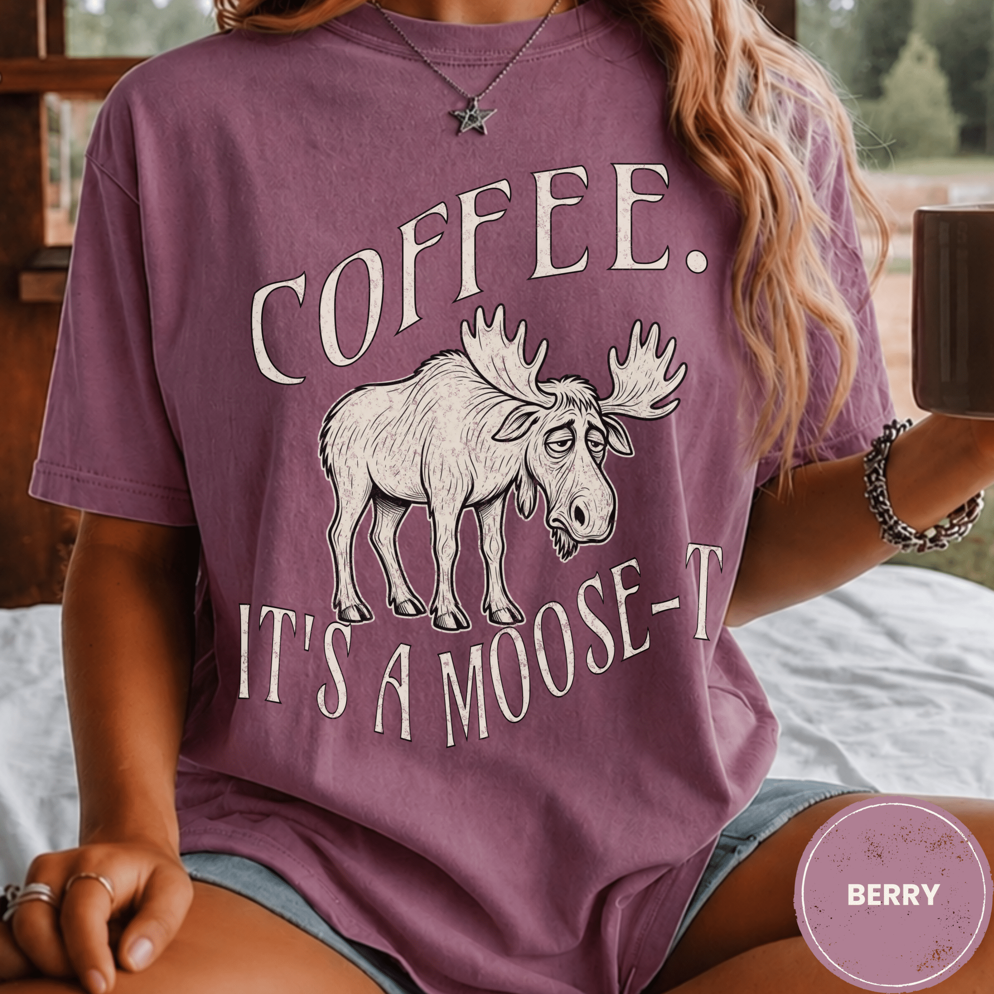 Funny Moose Coffee Shirt, Coffee Its A Moose-T Tee, Moose Lover Gift, Sarcastic Coffee Lover Gift, Camping Outdoors Coffee Shirt - Deadpan Outdoors Co.