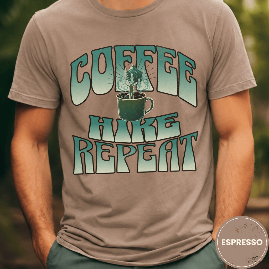 Comfort Colors® Coffee, Hike, Repeat Tee - Deadpan Outdoors Co.