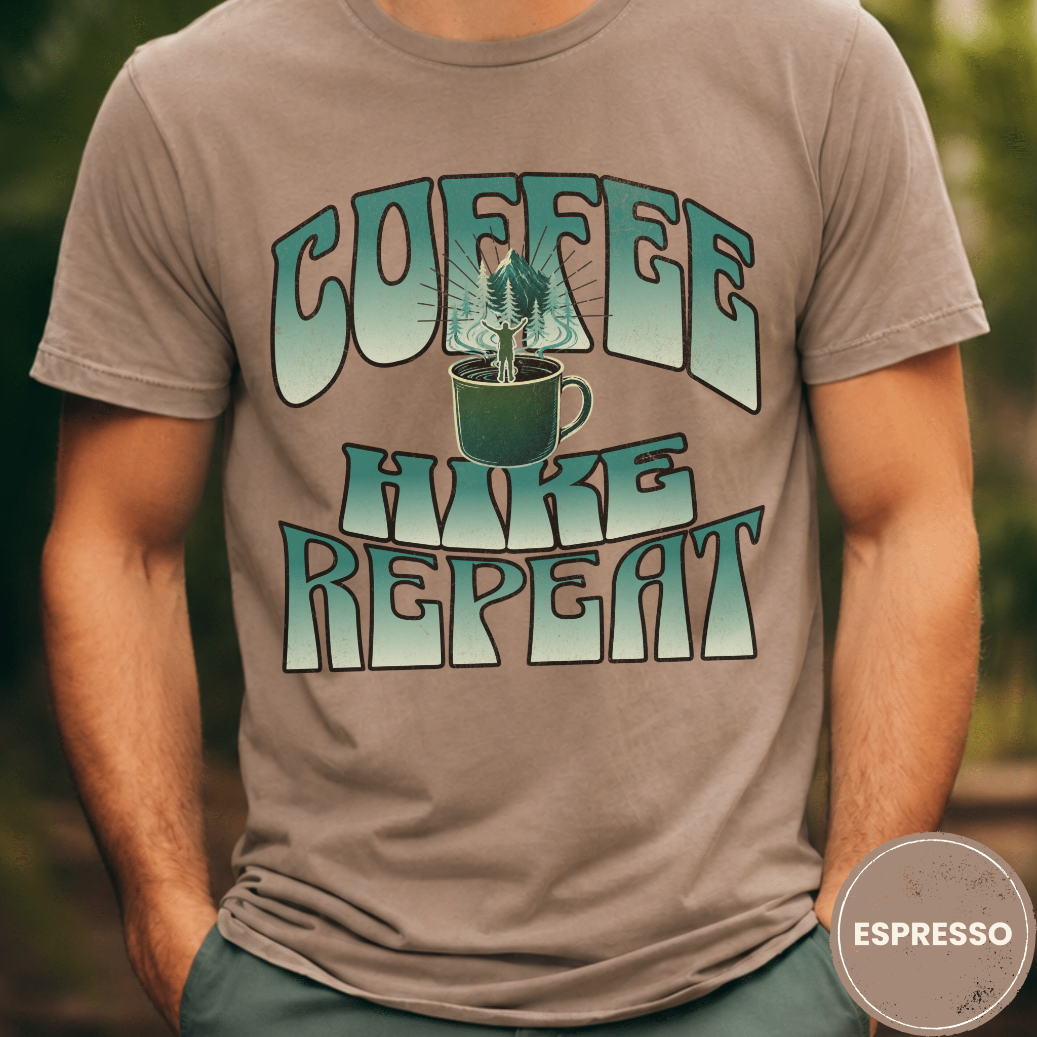 Comfort Colors® Coffee, Hike, Repeat Tee - Deadpan Outdoors Co.