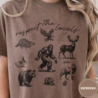 Respect The Locals Bigfoot Shirt, Funny Sasquatch Forest Tee, Woodland Animal Nature Lover Gift, Hiking Shirt, PNW Outdoors Tee