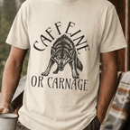 Funny Wolf Coffee Shirt, Caffeine or Carnage Tee, Sarcastic Coffee Lover Gift for Him, Wolf Lover Shirt, Not a Morning Person Gift - Deadpan Outdoors Co.
