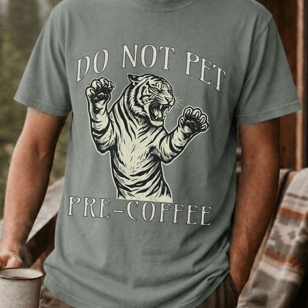 Funny Tiger Coffee Shirt, Do Not Pet Pre Coffee Tee, Sarcastic Coffee Lover Gift, Tiger Lover Shirt, Introvert Coffee Gift for Her