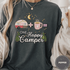 Comfort Colors® Trailer Plus Coffee Equals One Happy Camper Tee - Deadpan Outdoors Co.