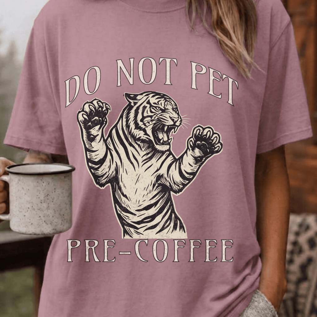 Funny Tiger Coffee Shirt, Do Not Pet Pre Coffee Tee, Sarcastic Coffee Lover Gift, Tiger Lover Shirt, Introvert Coffee Gift for Her