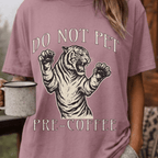 Funny Tiger Coffee Shirt, Do Not Pet Pre Coffee Tee, Sarcastic Coffee Lover Gift, Tiger Lover Shirt, Introvert Coffee Gift for Her