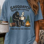 Sasquatch Runs On Coffee Shirt, Funny Bigfoot Camping Tee, Coffee Lover Bigfoot Gift, Campfire Sasquatch Shirt, Outdoors Coffee Gift