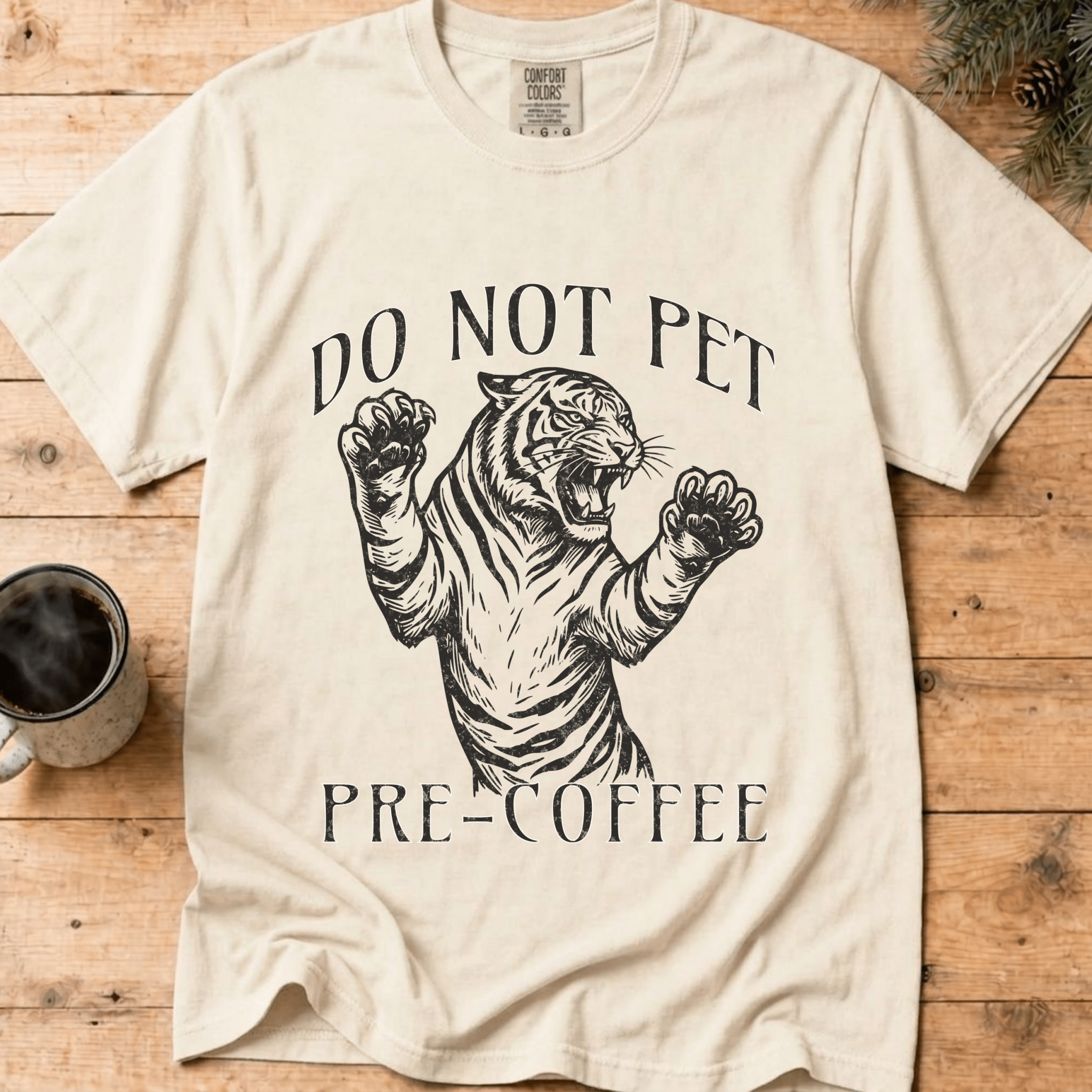 Funny Tiger Coffee Shirt, Do Not Pet Pre Coffee Tee, Sarcastic Coffee Lover Gift, Tiger Lover Shirt, Introvert Coffee Gift for Her