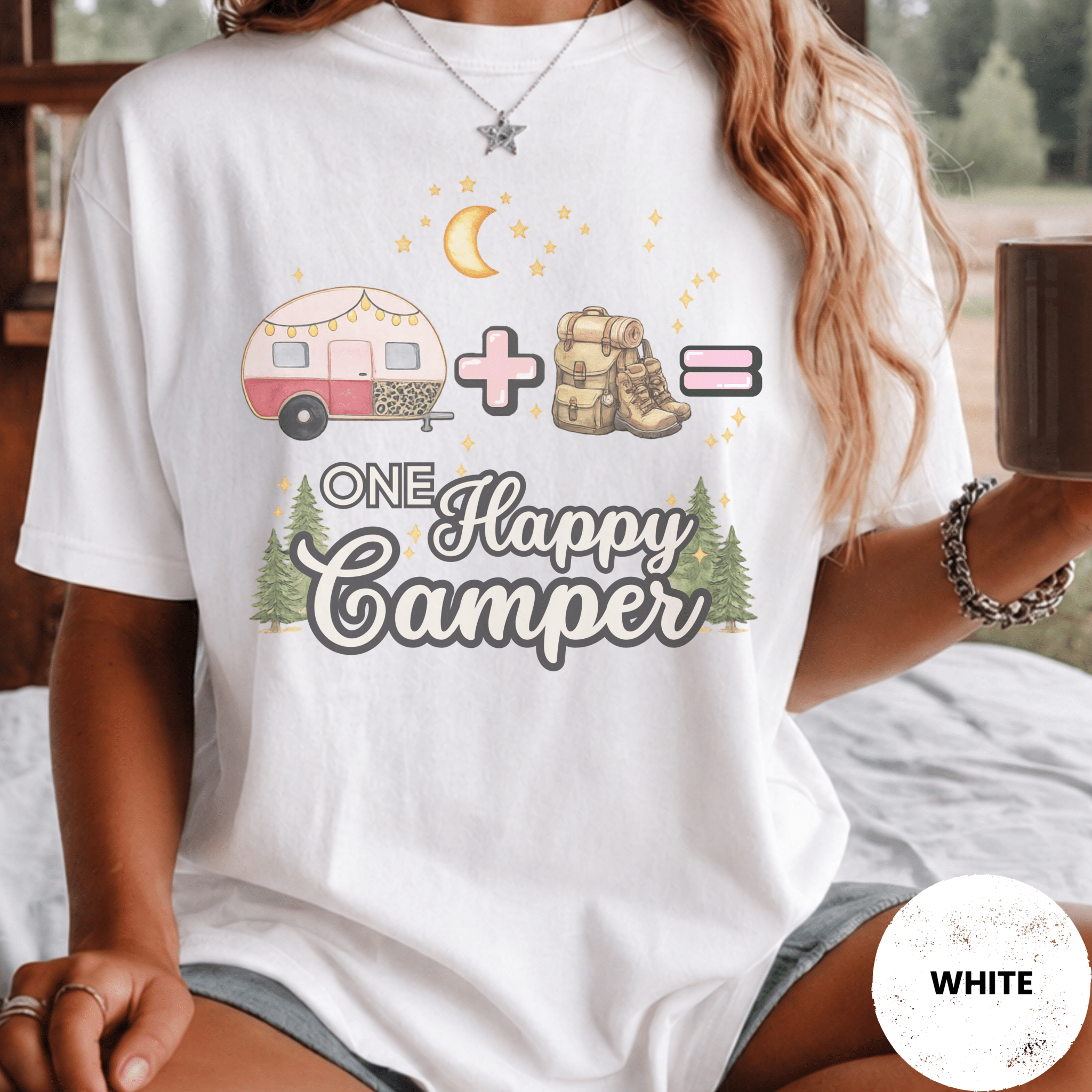 Comfort Colors® Trailer Plus Hiking Equals One Happy Camper Tee - Deadpan Outdoors Co.