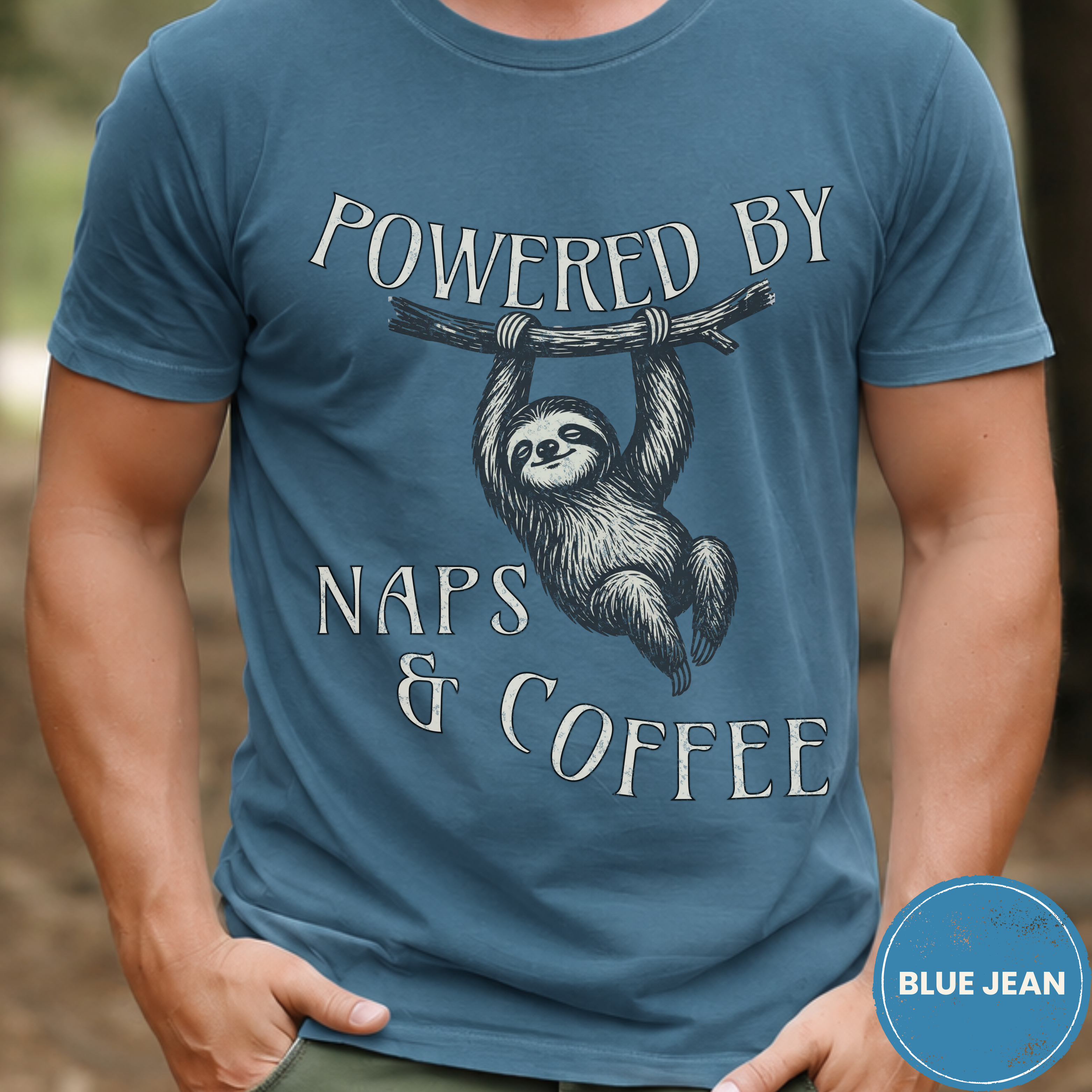 Funny Sloth Coffee Shirt, Powered By Naps and Coffee Tee, Sloth Lover Gift, Sarcastic Coffee Lover Gift for Her, Lazy Day Shirt