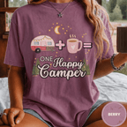 Comfort Colors® Trailer Plus Coffee Equals One Happy Camper Tee - Deadpan Outdoors Co.