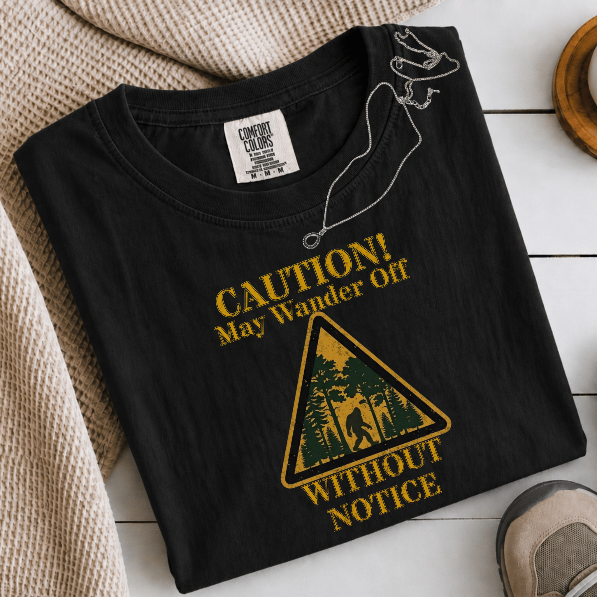 Comfort Colors® Caution May Wander Off Without Notice Tee - Deadpan Outdoors Co.