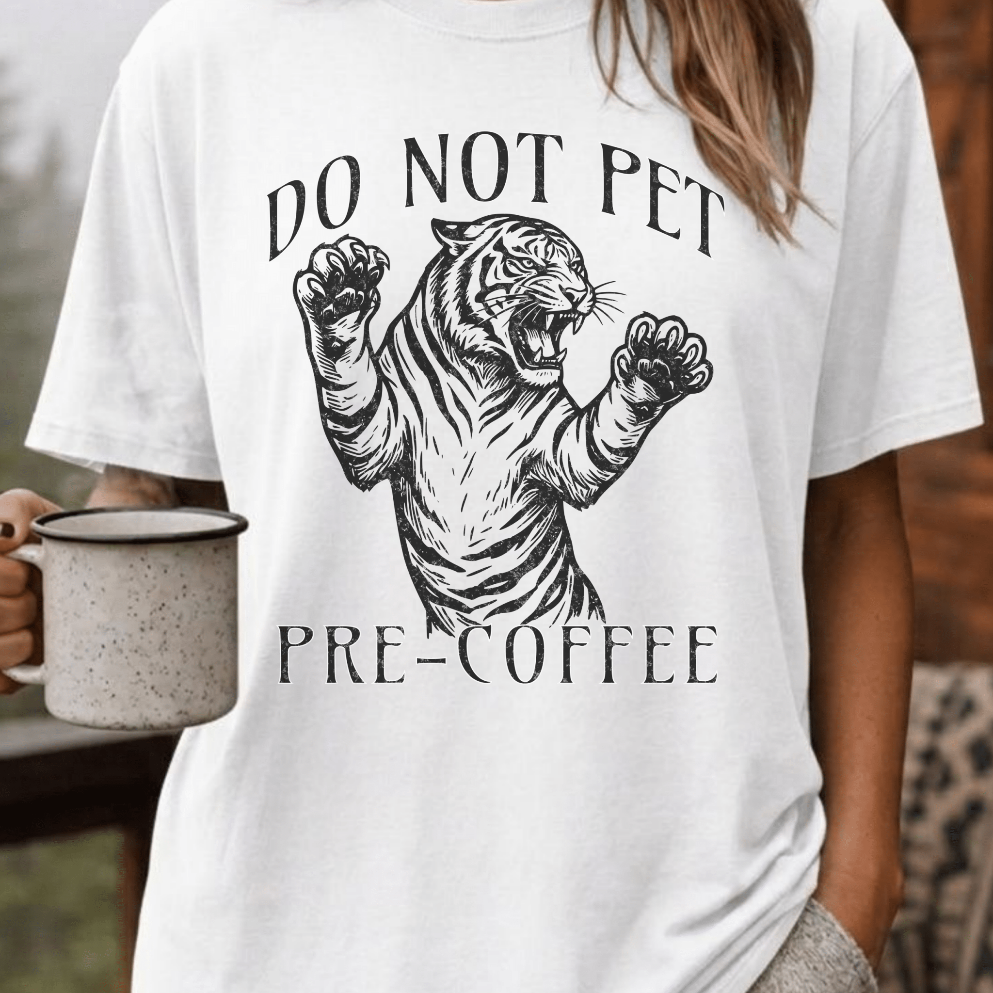 Funny Tiger Coffee Shirt, Do Not Pet Pre Coffee Tee, Sarcastic Coffee Lover Gift, Tiger Lover Shirt, Introvert Coffee Gift for Her